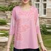 ZANZEA Women Casual Round Neck Loose 3/4 Sleeve Print Blouse
