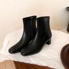Wear Doctrine~ New Round Head Thick High Heel Elastic Socks Boots Skinny Boots Women's Short Boots