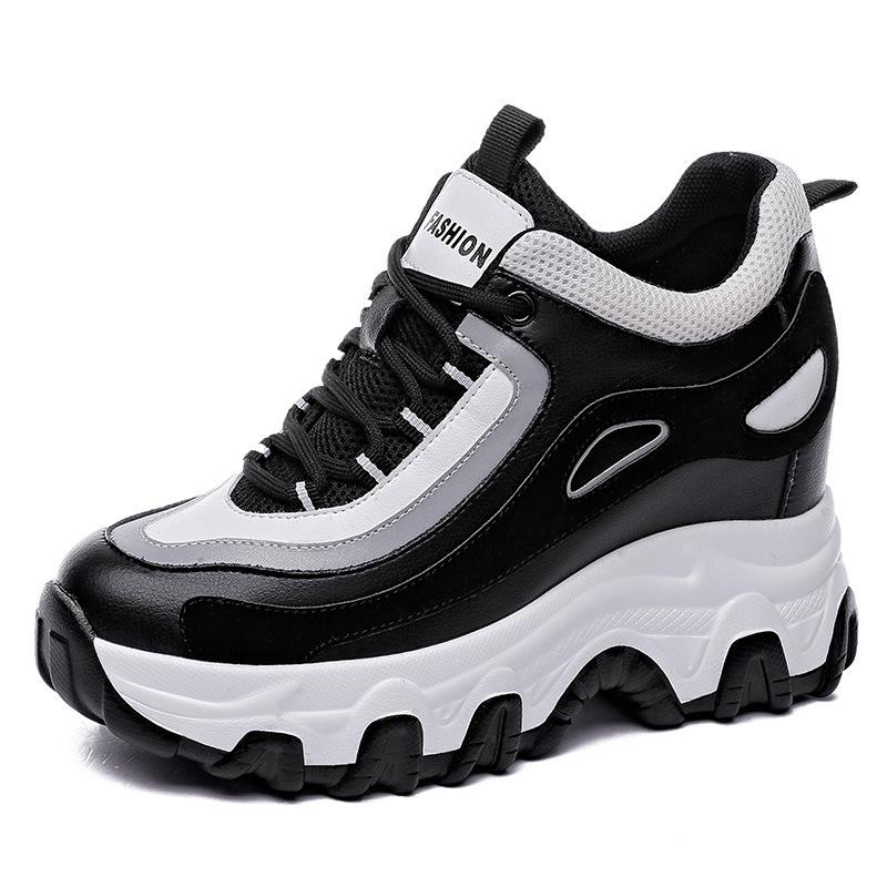 2026 spring, autumn and winter women's shoes new slope heel thick-soled muffin dad shoes small inner height increase casual sports shoes