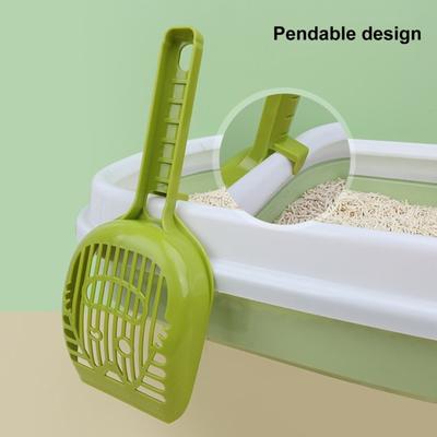 Pelle à litière pour chat de compagnie, facile à nettoyer, poignée confortable, conception en maille avec trou de suspension, pelle à litière efficace pour chat