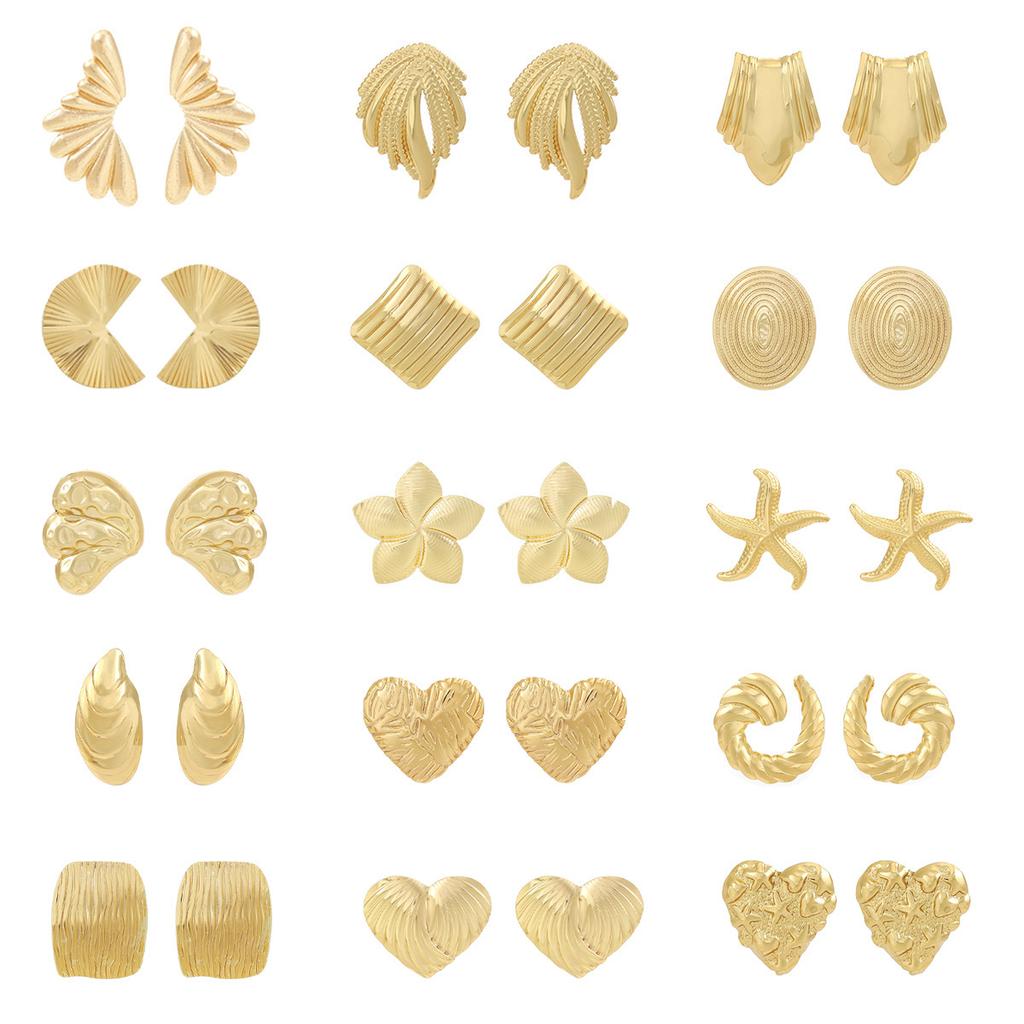 Love Flower Pleated Creative Earrings Women'S Retro Light Luxury High-End Bow Simple Stud Earrings