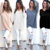 Sweet Girly Vneck Pullover Long Sleeve Top Womens Slim Fit Polyester Autumn Casual