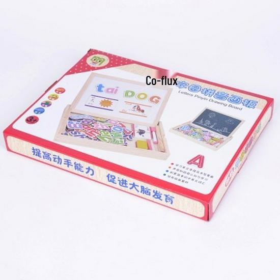 Multifunctional Children's Educational Wooden Puzzle: Magnetic Pinyin Letters & Drawing Board