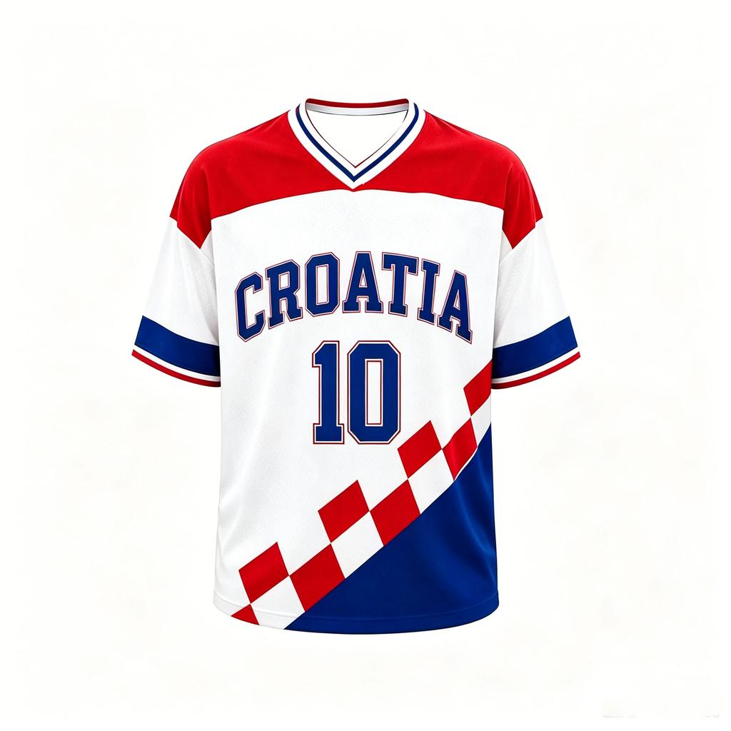 2026 Croatia #10 Soccer Jersey Men V Neck Football T Shirt Croatia Modric Fans Uniform Casual Streetwear Hip Hop Breathable Top