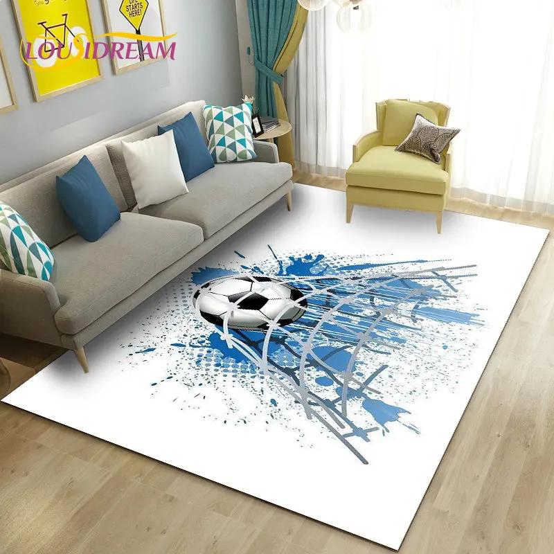 3D Soccer Football Sport Area Rug,Carpet Rug for Living Room Bedroom Sofa Doormat Kitchen Decoration,Kid Play Non-slip Floor Mat