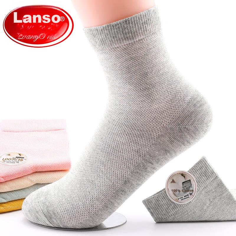 Women's Socks, 6 Pairs, Summer Thin Pure Cotton Mesh Breathable Mid-Calf Socks, All-Cotton Sweat-Absorbing Ladies' Spring And Summer Cotton Socks