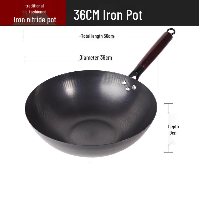 ZISIZ Wrought Iron Flat-Bottom Wok