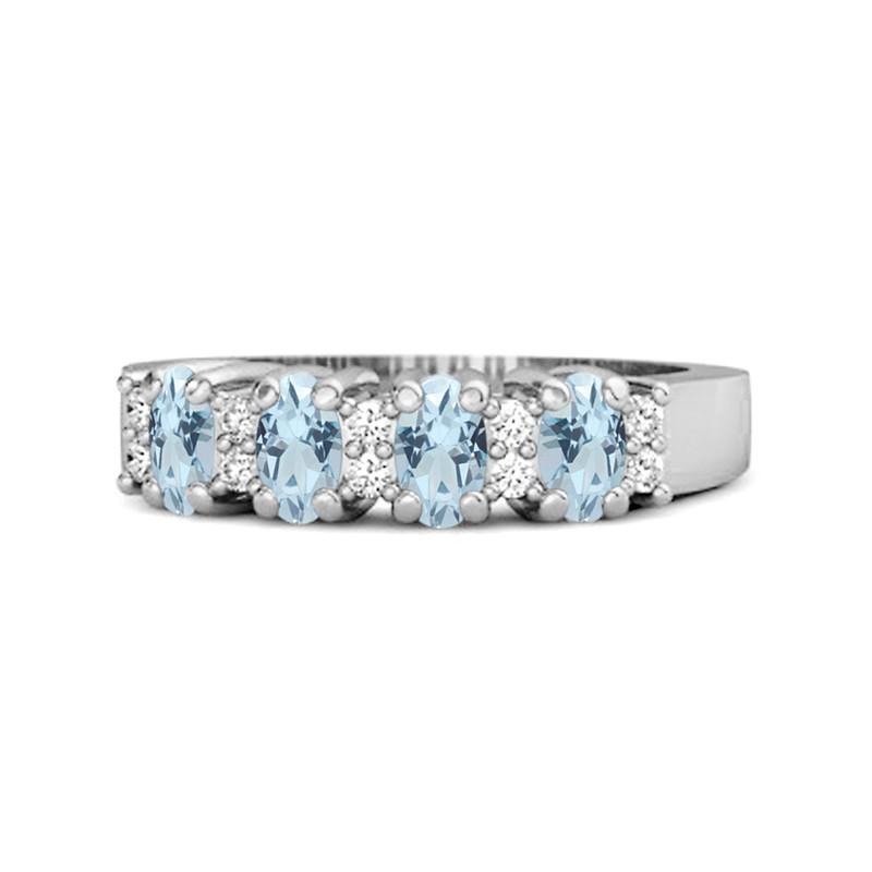 

Blue Topaz Four Stone Ring - Sterling Silver 12 біле золото кольору