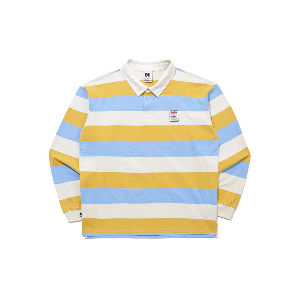 KODAK Gold Moment Striped Rugby Collared T-Shirt Yellow