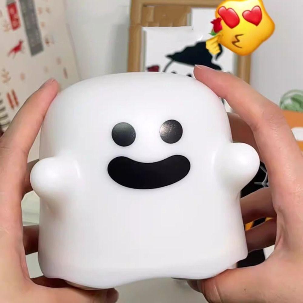 Room Decor Silicone LED Night Light Cute USB Rechargeable Ghost Cute Bedside Lamp Cartoon Funny Atmosphere Table Lamp