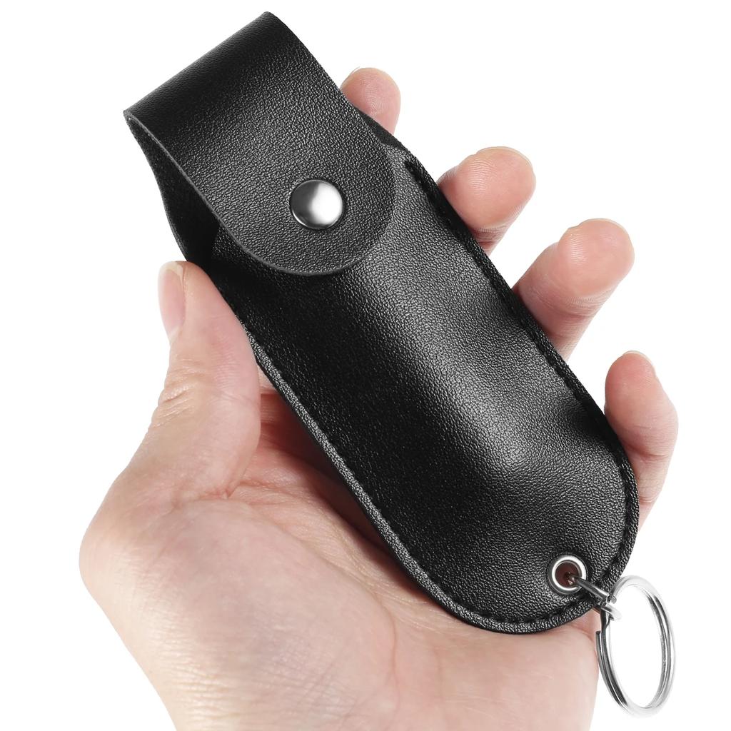 PU Pepper Spray Pouch Black Portable Self Defense Spray Leather Holder Mini Keychain for Women Ladies Security 1/2Pcs