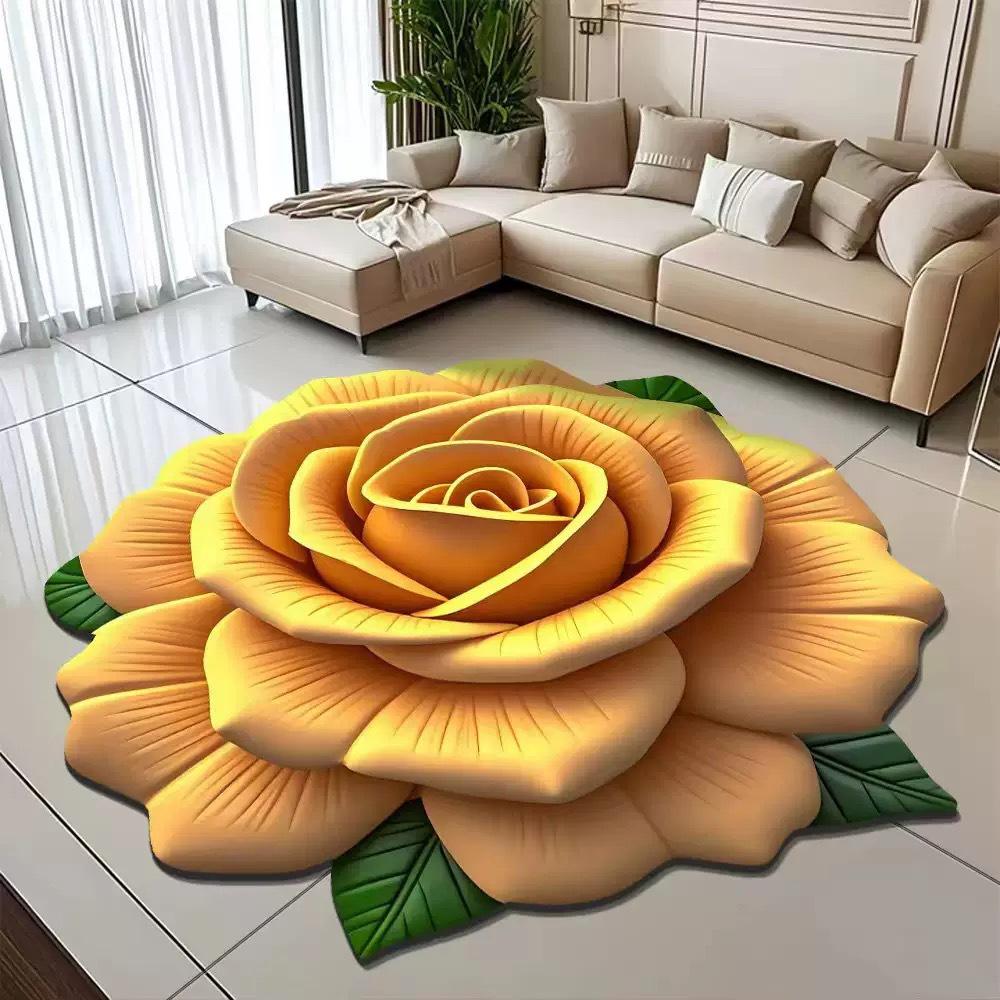3D Floral Diatomaceous Earth Mat - Absorbent, Durable, Easy-Clean Rug for Bedroom, Living Room, Sofa, Coffee Table
