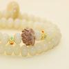 Natural White & Creamy Yellow Jade Bodhi Root Double-Strand Bracelet - New Chinese Design for Women