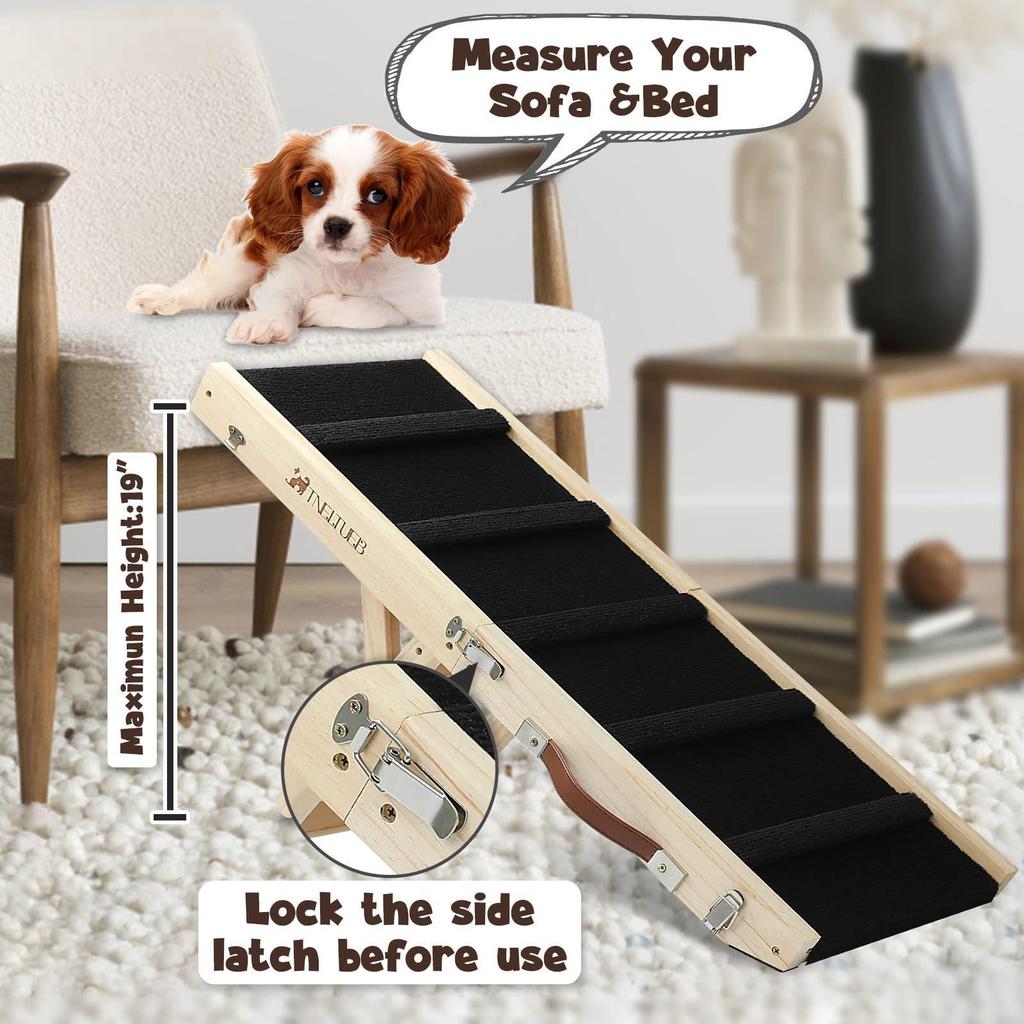 Verstellbare Hundetreppe aus Massivholz: Faltbare Haustiertreppe für Autos und Sofas