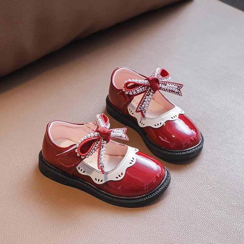 

Новые весенние и осенние детские туфли принцессы на мягкой подошве для девочек, кожаная обувь, модная детская обувь, нескользящие одиночные туфли для маленьких девочек 21 красный