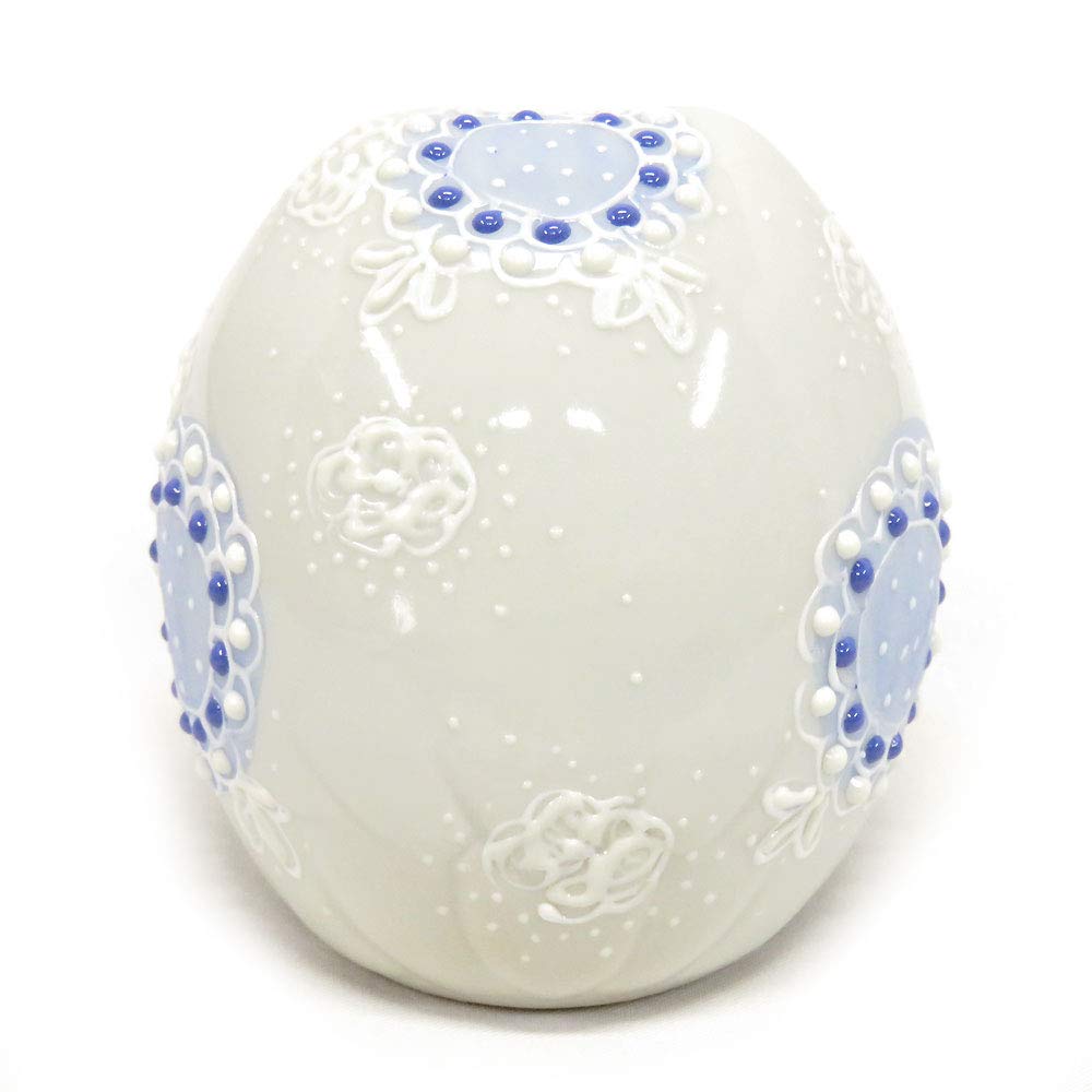 Good luck ornament, Kutani ware ball owl, Mori (blue), ceramic, present, gift, 60th birthday celebration