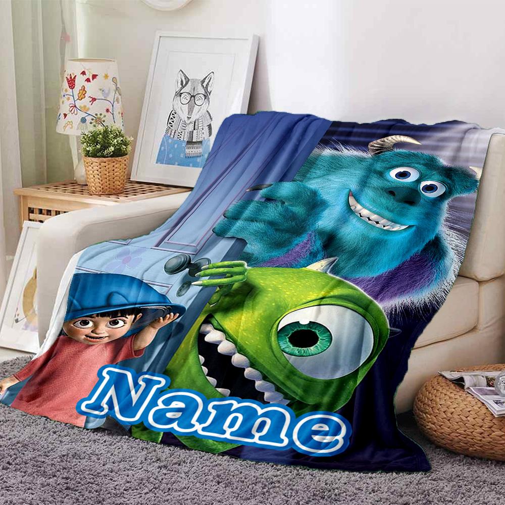 Benutzerdefinierter Name Monster AG Abenteuer Flanell Decke für Super Weiche Niedliche Komfort Decke für Reise Bettwäsche Couch Sofa Decke