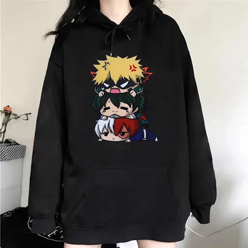Cartoon My Hero Academia Anime Hoodies Deku Bakugou Katsuki Todoroki Shoto Print Kapuzenpullover Herbst Winter Kapuzenpullover