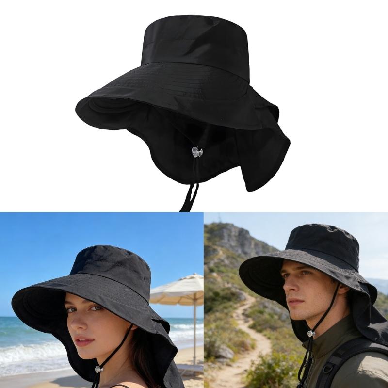 Sun Protective Wide Brims Fisherman Hat With Large Neck Covers For Outdoor Activity Hiking And Beach Camping Accessory