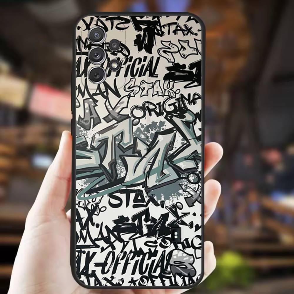 Cool Colorful Graffiti Cool Phone Case For Samsung S 9,10,21,30,22,23,24,25,Ultra,Plus,Lite,FE,4,5G Black Soft Case Samsung S24fe