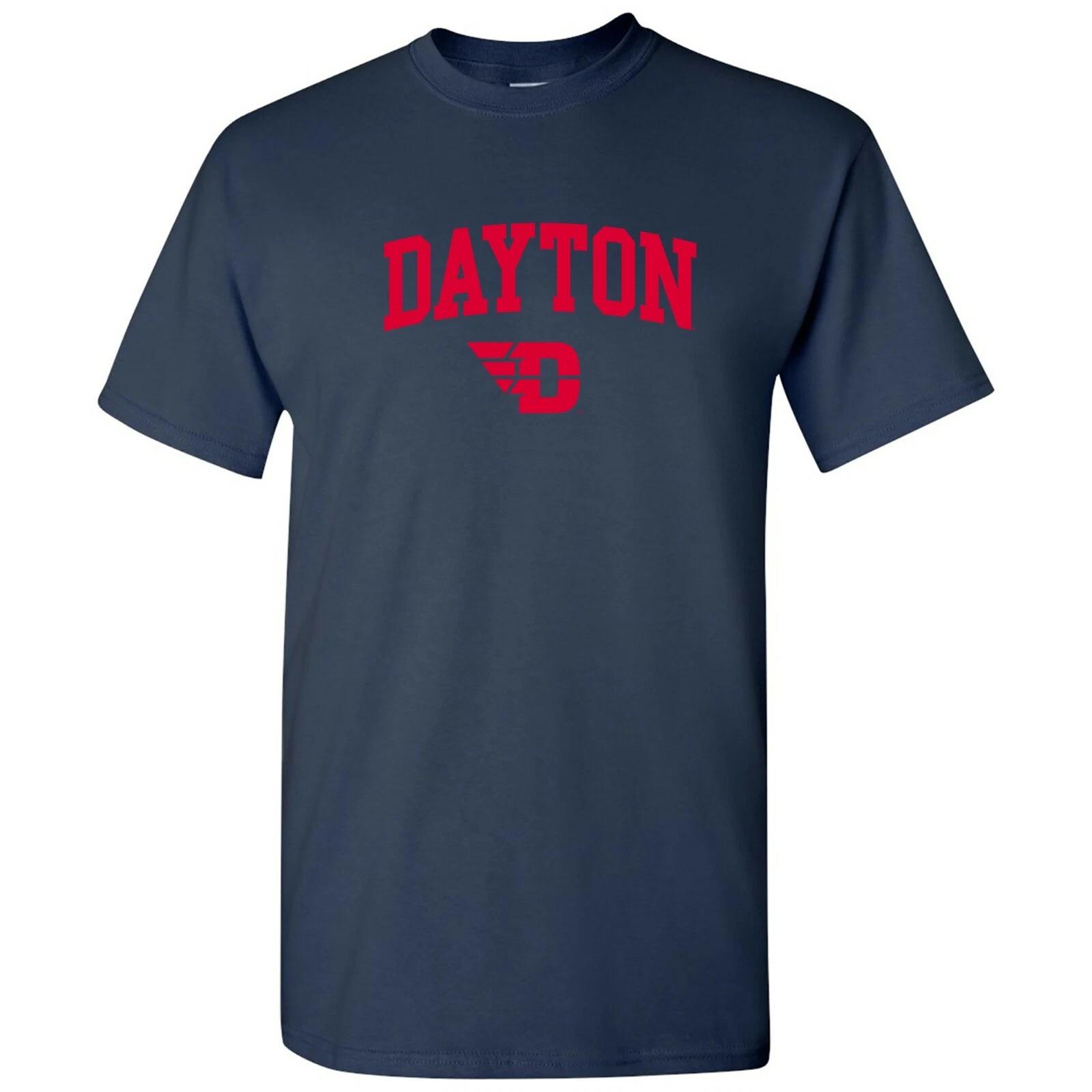 DAYTON FLYERS Arch Logo - NCAA Sports Team T-Shirt - Navy 2XL