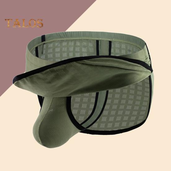 Men Thong Sexy Low-Rise Elastic Waistband Slim Fit Briefs Solid Color Breathable Mesh Panties Daily Wear