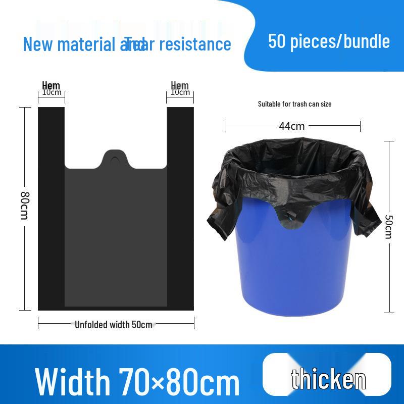 Black Handheld Thickened Vest-Style Trash Bags with Handles for Household Use