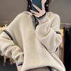 [Zipper Autumn and Winter Hooded Knitted Sweater Design Loose Casual Thickened Lazy Top Women