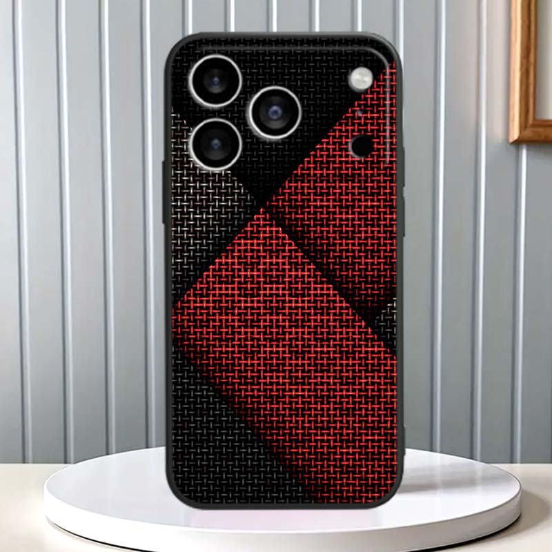 Black Carved Woven Texture Phone Case For Apple iPhone 17 16 16E 15 14 13 12 11 Pro Max Plus Black Soft Silicone