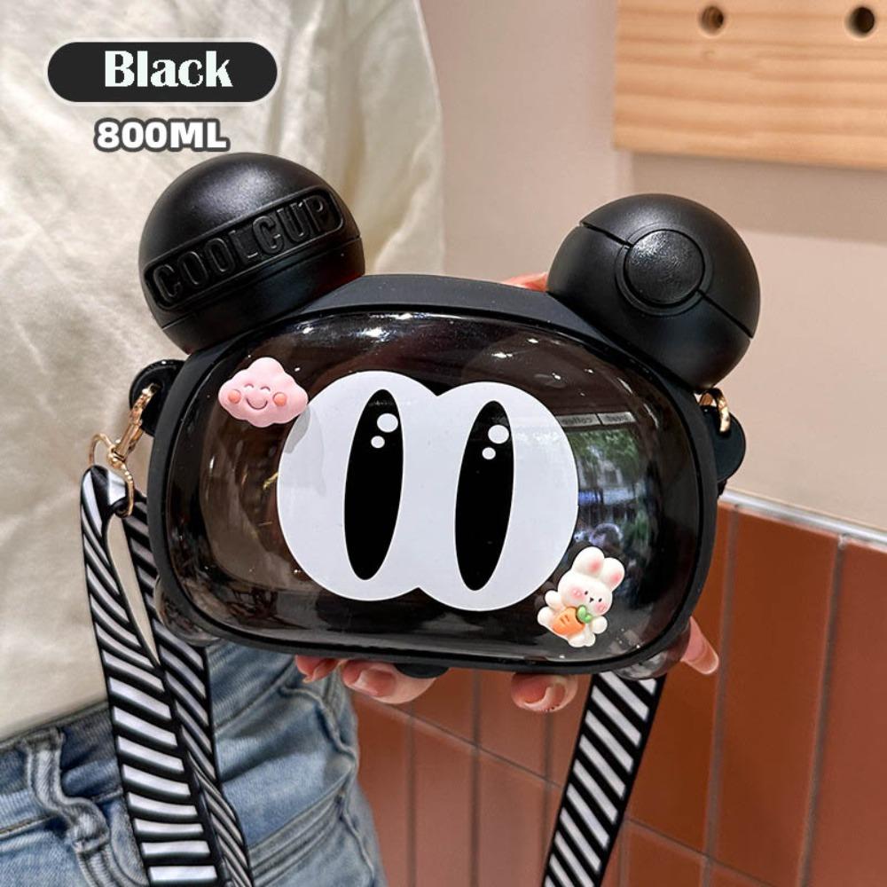 

Large Capacity Children Water Cup 800 ML Summer Straw Bottle Straw Water Cup for Boys and Girls чёрный