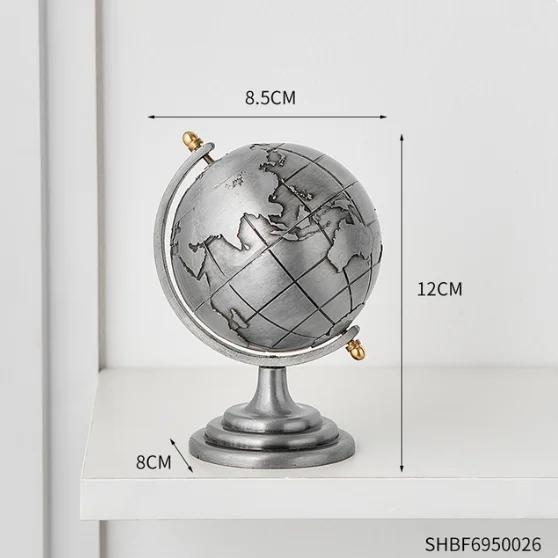 Vintage Globe Model Alloy Small World Globle Decoration Crafts Mini Educational Globe of Earth for Home Office Desk Decor Gift