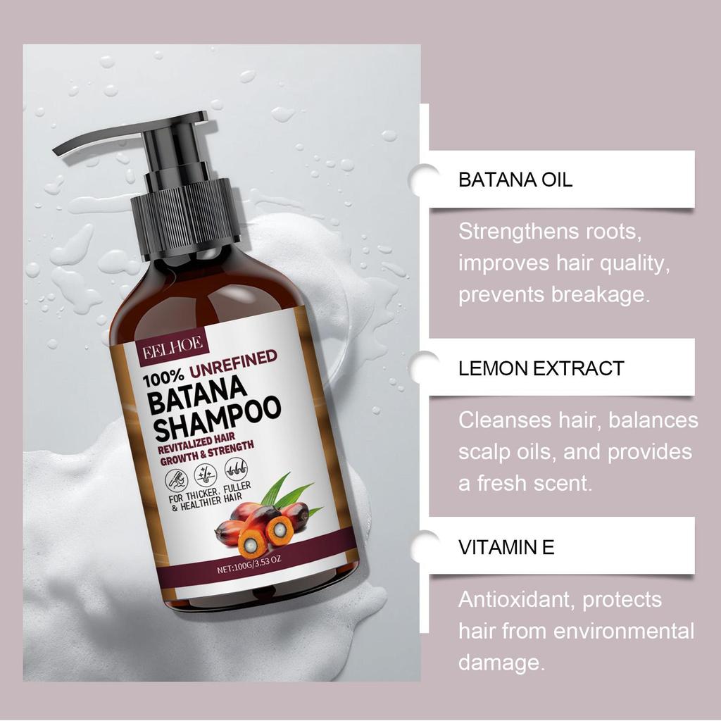 Champú Tratamiento Orgánico de Aceite de Batana Cabello Dañado con Puntas Abiertas Reduce la Caída del Cabello Limpieza Profunda Nutre