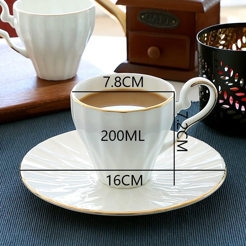 Bone China Gold Line Tea Cup with Saucer Set Porcelain, Ceramc Espresso Saucer, Vintage Cups, Luxury Coffee Cup Set, Drinkware