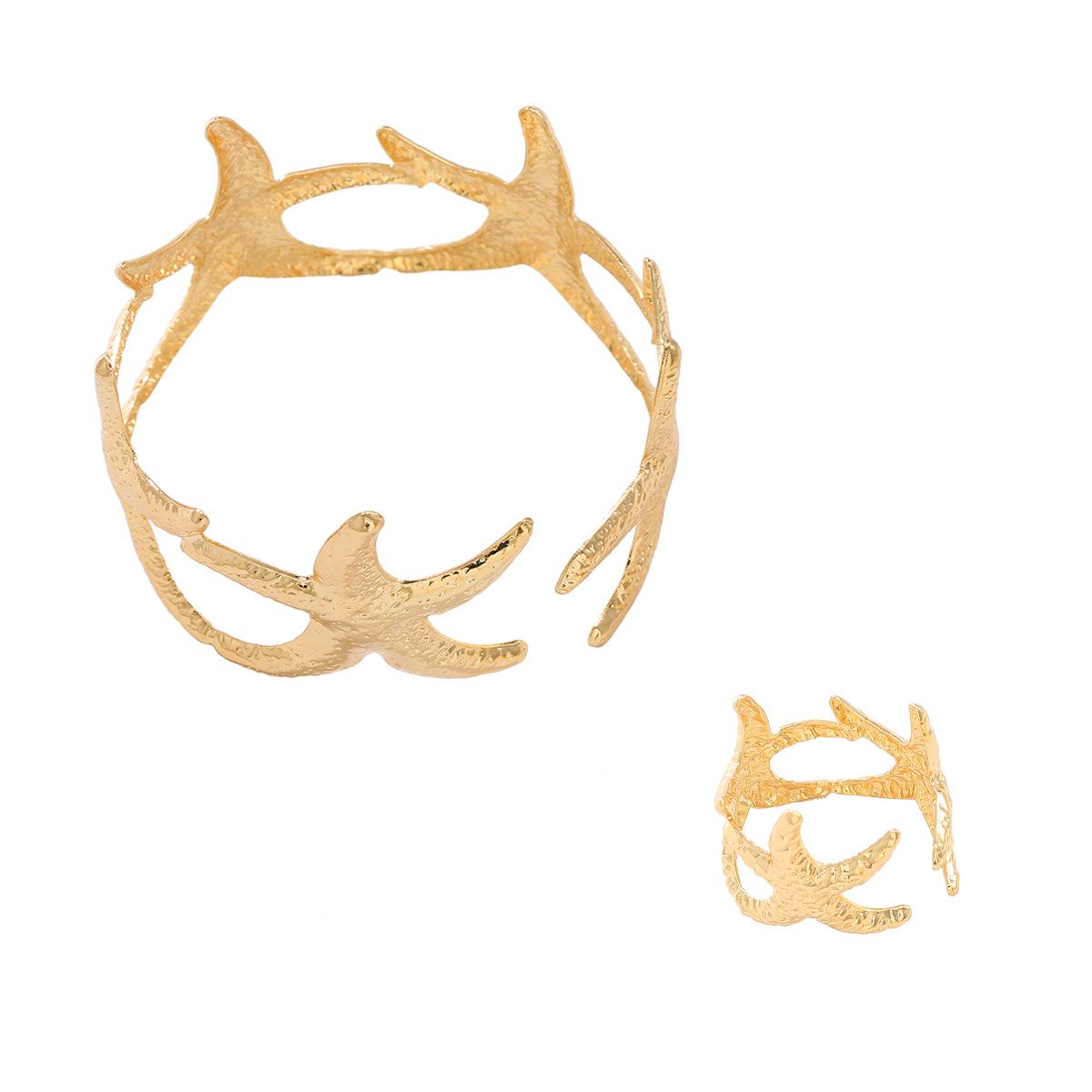 

2025 Ретро-звезда Золотой и Серебряный Браслет Кольца Набор для Женщин - Персонализированные Украшения золотой