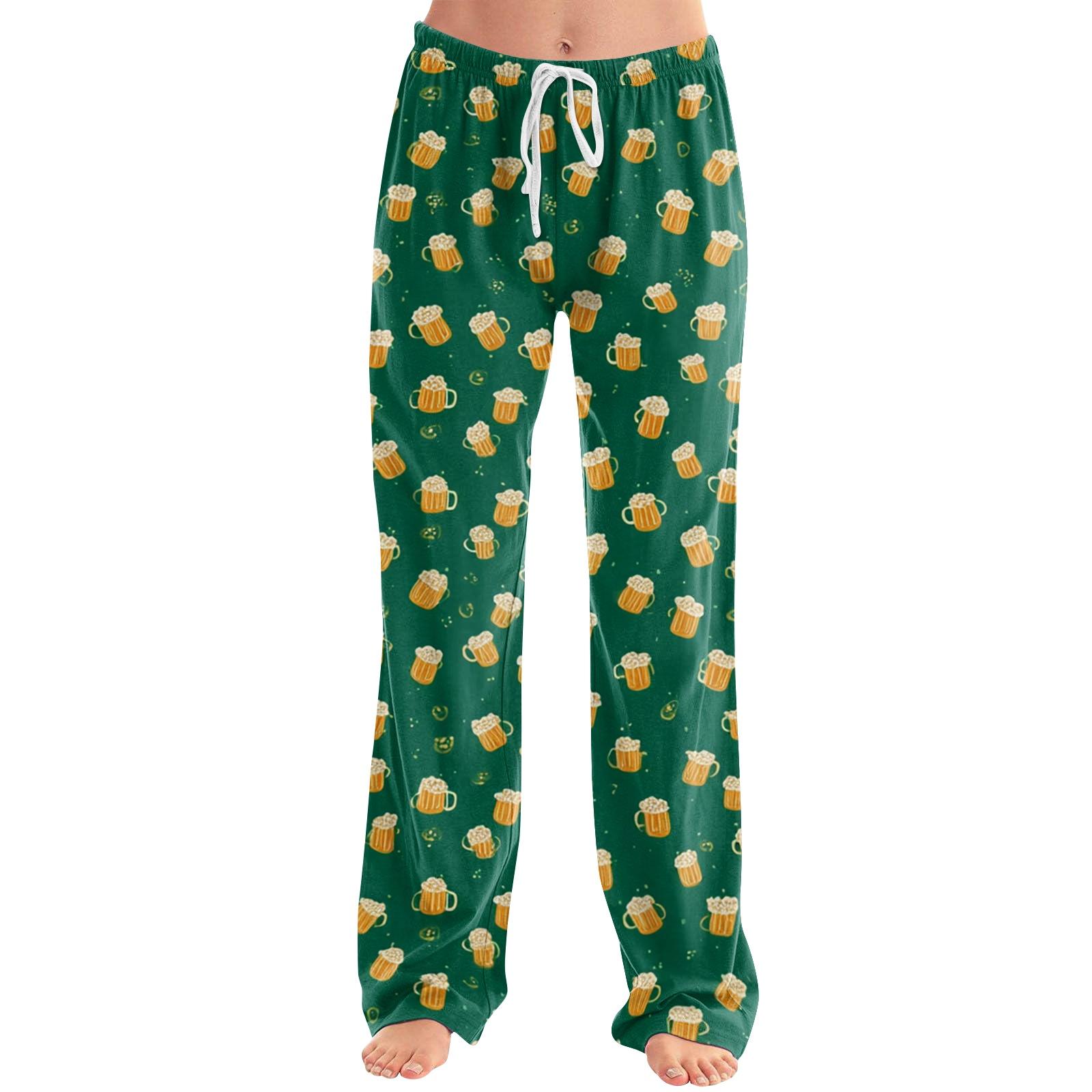 

Women s Drawstring Lounge Pants with Beer Festival Print Casual Relaxed Fit Elastic Waistband Full Length Soft Fabric L синий