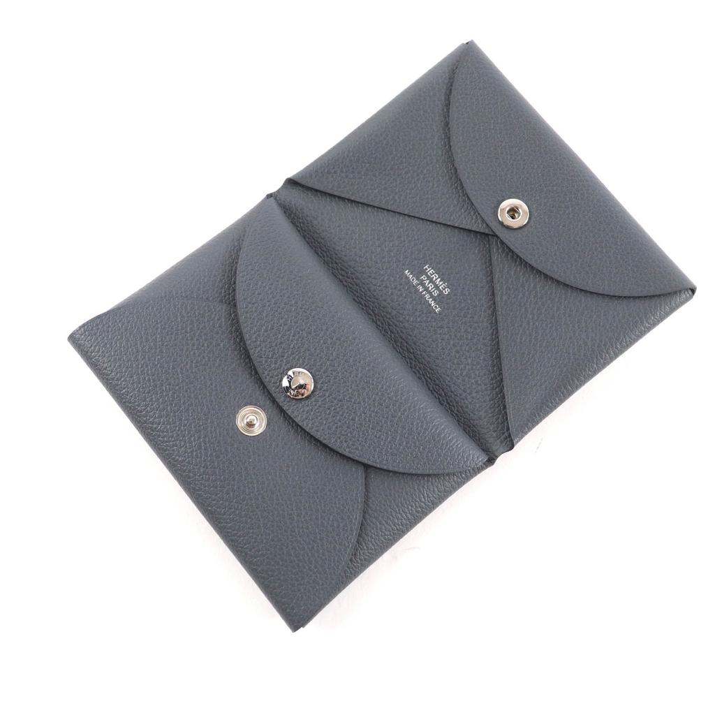 Great HERMES Coin case Calvi duo Evercolor Leather Women Used