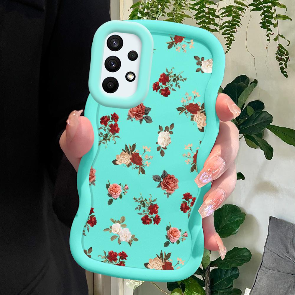 

Окрашенный узор Big Wave Edge Мягкий силиконовый материал Macaron чехол для телефона противоударный защитный резиновый чехол для Samsung Xiaomi Poco Redmi Samsung A36 5G синий