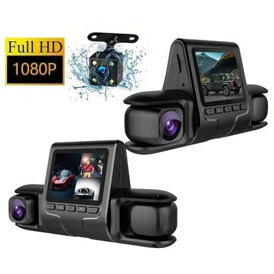 Auto DVR 3 čočky Přední Zadní Uvnitř 1080P Auto DVR Kamera na palubní desce 170° širokoúhlé noční vidění G-Sensor Loop Recording Auto DVR 2-palcový