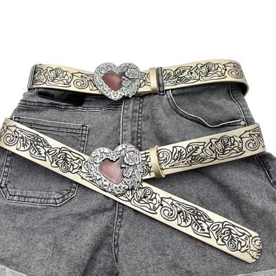 Retro Embossed Heart Belt Punk Personality Y2k Spicy Shaping Dark and Women's Belt Gothic Style G4A3