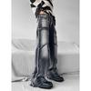 Men's Loose Straight Raw Edge Workwear Jeans for Autumn/Winter