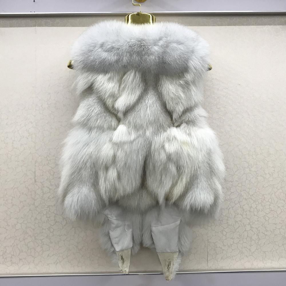 Vest Natural Soft Fox Fur Sleeveless Jacket Lady Quality Warm Real Fox Fur Gilet