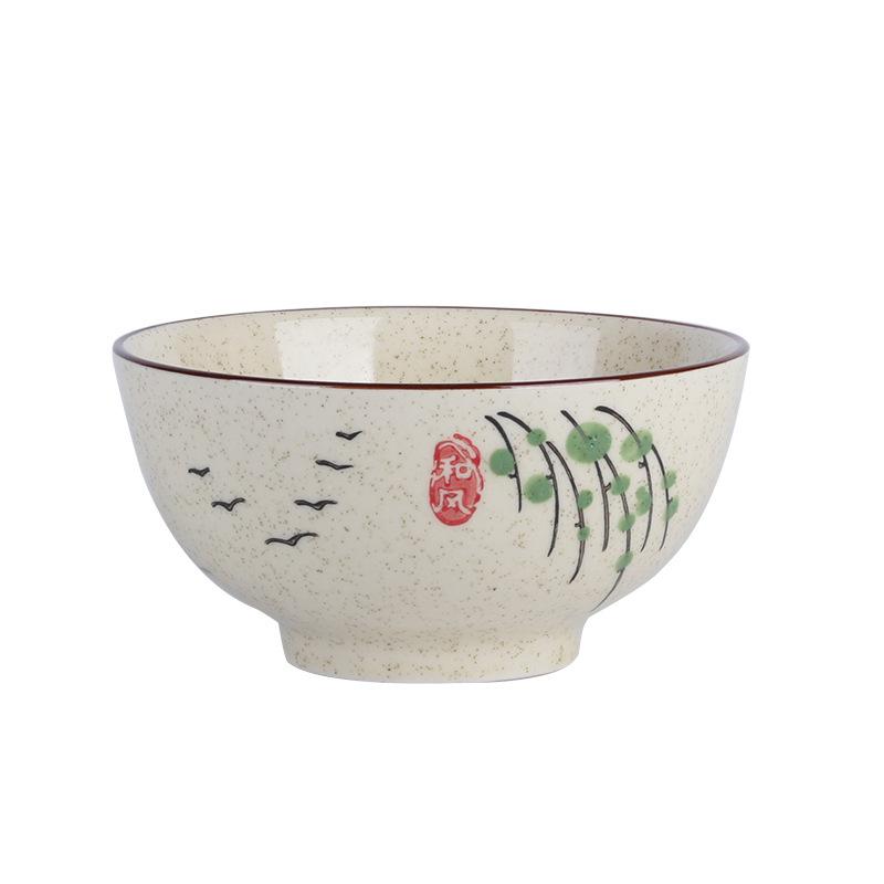 Ceramic Household Rice Bowl Japanese Retro Tableware Dining Bowl