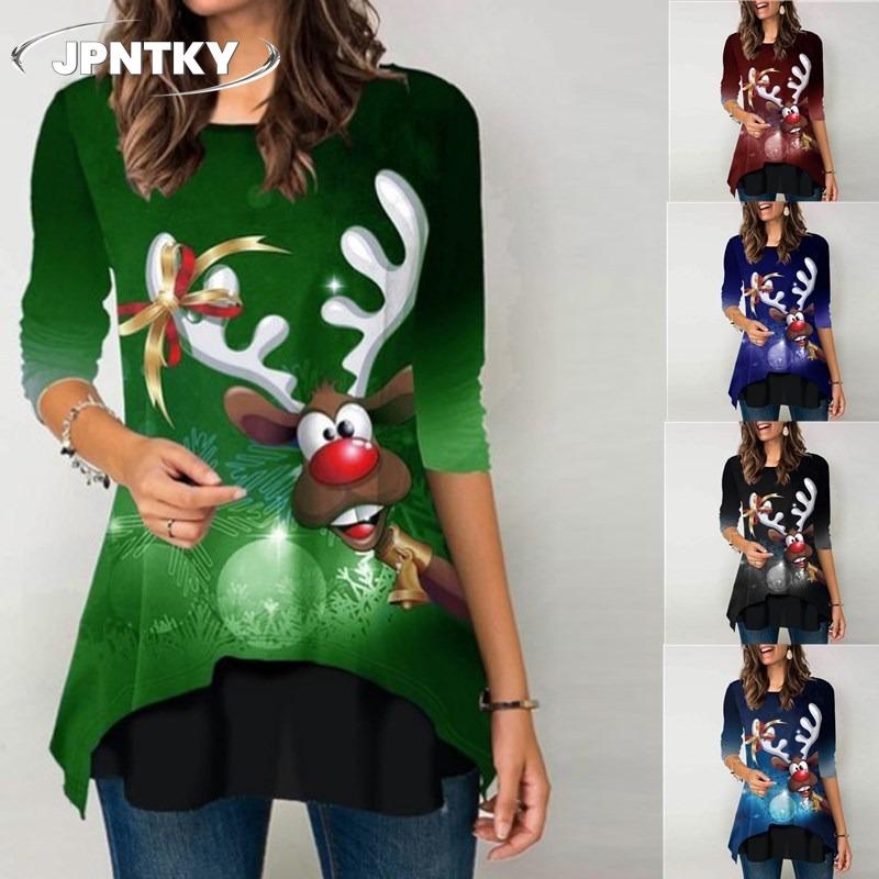 JPNTKY Women's Fashion Casual Long Sleeve O-Neck Blouses & Shirts
