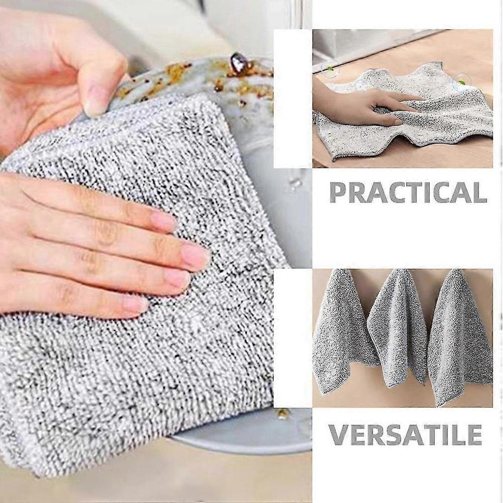 Dishwashing Cloth Kitchen Scrubber for Cleaning 10Pcs Reusable Grey Towels