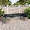 Ensemble de 10 pièces de canapé de jardin avec coussins gris clair poly rotin, Canapé de jardin 2 places avec rangement 3354211