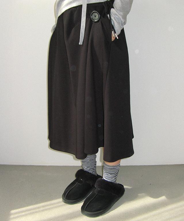 Ronron Big Button Sweat Midi Skirt Black