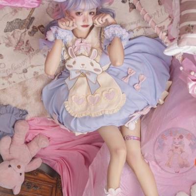 Lolita Dress Short Sleeve OP Embroidery Bunny Lolita Style