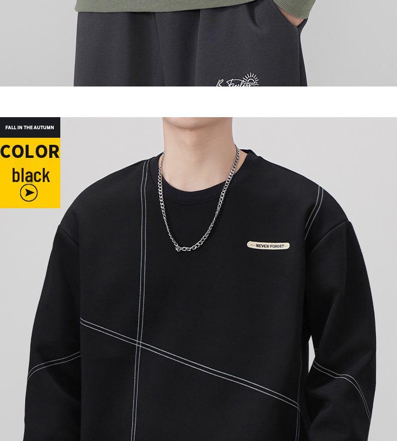 Men's 2025 Autumn/Winter Velvet Thickened Pullover Hoodie - Round Neck, Long Sleeve, Casual Sports Top