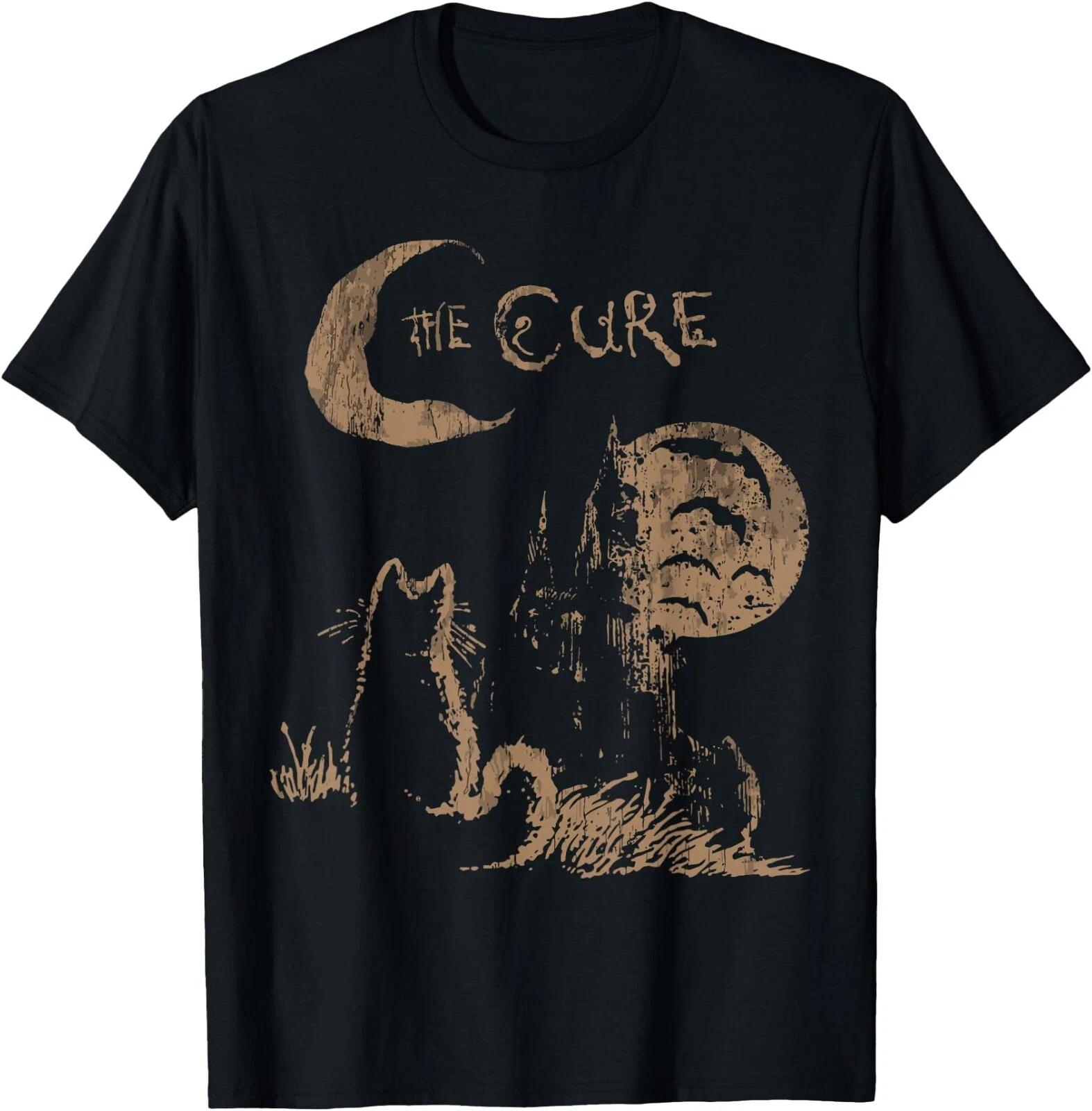 The Cure Vintage Cat Moon Funny The Cure Cat Lover T-Shirt , Unisex Tee M