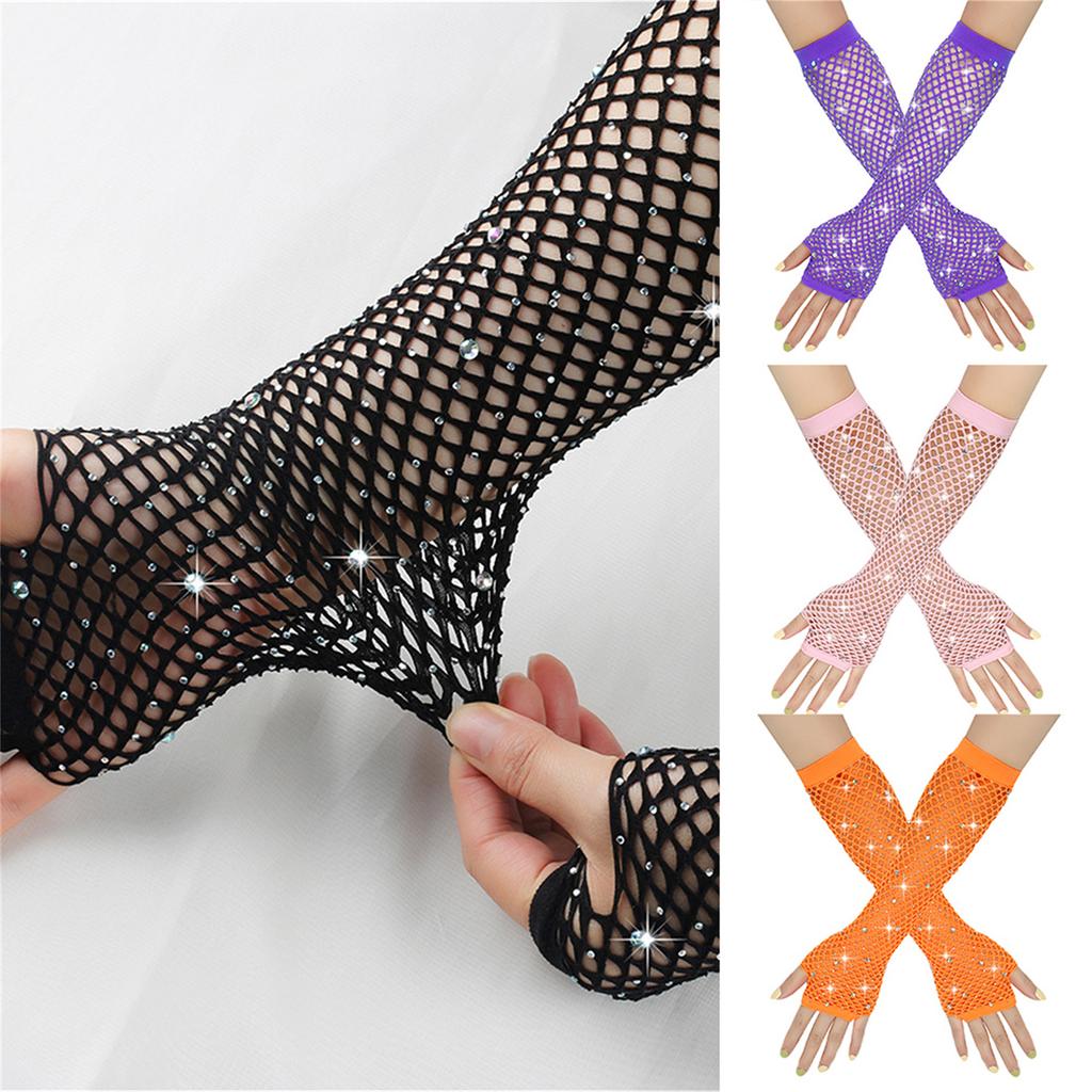 Fishnet Gloves Nightclub Dancing Gloves Party Accessory Half Finger Fishnet Gloves Hollow Wrist Gloves
